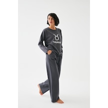 Akbeniz Kadın Füme Boğa Burcu Oversize 2 İplik Eşofman Ev Giyim Takımı Akbeniz Kadın Füme Boğa Burcu Oversize 2 İplik Eşofman Ev Giyim Takımı