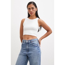 Never More Basic Crop Top Beyaz Beyaz