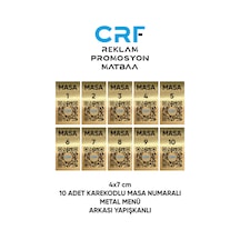 Gold Alüminyum 10 Adet Masa Numaralı Qr Karekodlu Kafe Restoran Menü Arkası Yapışkanlı 4x7 Cm