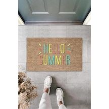 Sarı Kapı Önü Paspası Hello Summer Desen K-3279 Renkli