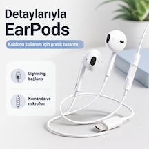 Lightning Girişli Kablolu Kulaklık Mikrofonlu Kulak İçi Kulaklık Ses Kontrol Tuşlu İphone Uyumlu Lightning Kulaklık Tak Çalıştır "kablolu Kulaklık"