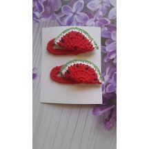Anomoneshop Örgü Toka Karpuzlu Saç Aksesuarı
