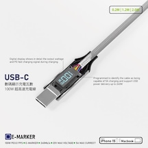 100w 5a Pd Şarj Kablosu 200 Cm Led Güç Göstergeli Hızlı Şarj Ve Data Kablosu 480mps Type-c To Type-c Pd 3.0 Pps