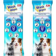 Bio Pet Active Wash Wipes Kuru Yıkama ve Bakım Havlusu 2 x 25'li