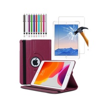 Ipad 6 Nesil - 9.7 2018 Kılıf A1893 A1954 360 Dönerli Tablet Kılıfı 3lü Set Mor Kapaklı Kılıf