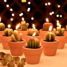 Tr 12 Adet Kaktüs Tealight Mumlar Gelin Partisi Hediyeleri Boho Meksika Parti Dekorasyonları Sukulent Mum Mini Çay I Genel