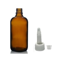 100ml Kahverengi Cam Şişe Getamisin Kapak, 24 Adet, Plastik Üstten Damlalıklı Şişe, Damlatmalı Şişe, Damlatıcı Şişe