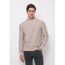 Colins Regular Fit Yuvarlak Yaka Jakarlı Erkek Bej Kazak Cl1076471 Q1.v2 Beı Bej