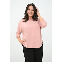 Kadın Büyük Beden Kolları Sim Detaylı Bluz 1855 001