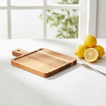 Doğal Akasya Ahşap Dikdörtgen Sunum Tahtası Ve Servis Tepsisi 23x17 Cm Kahve Yanı, Peynir Ve Kahvaltılık Sunumluk Kare Formlu Estetik Tasarım 15cm