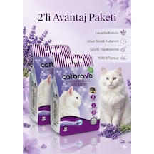 Catbravo Doğal Bentonite- Süper Topaklanan Lavanta Kokulu Kedi Kumu 10 Lt X 2 Adet