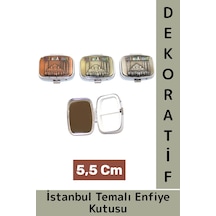 Özel Tasarım Dekoratif Hediye Yöresel Çok Şık İstanbul Temalı 2 Bölmeli Enfiye Kutusu 5,5 Cm