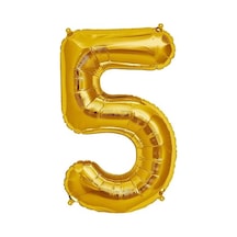 Şekilli Supershape Gold Rakam Folyo Balon 5 Numara Çok Renkli