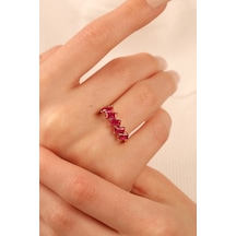 Pembe Taşlı Beştaş Altın Yüzük By001 Gold