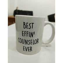 Best Effin Counselor Ever Kupa - En İyi Danışman Komik Seramik Bardak Hediyesi 325ml Beyaz - Çok Renkli