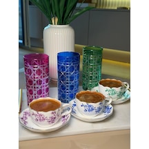 6 Kişilik Porselen Leaf Elegance Kahve Fincan Takımı-5412 Çok Renkli