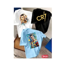 Stil-x Yeniz Sezon Ronaldo Baskılı, 3' Lü Takım Erkek Çocuk Tshırt, %100 Pamuk Soft Kumaş Çok Renkli-4