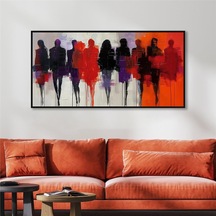 Yağlı Boya Dokulu Tablo Modern Soyut İnsanlar Siyah Çerçeveli U05006-178958