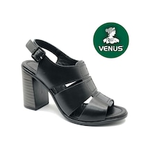 Venüs Merga Hakiki Deri Comfort Ortopedik Kadın Sandalet Siyah