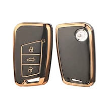 Skoda Superb 2015-2020 Siyah-gold Anahtar Kılıfı