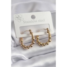 316l Çelik Gold Renk Topçuk Halka Model Kadın Küpe - Tj-bkp8301 çok renkli