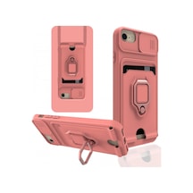 Apple iPhone Uyumlu  7 Kılıf Zuma Kartvizitli Yüzüklü Silikon - Pembe