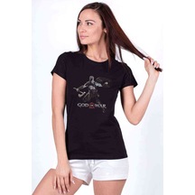 God Of War Kratos Baskılı Siyah Kadın Tshirt