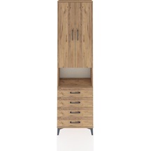 Arges Dolap 3 Raflı 4 Çekmeceli Tek Askılı 60x30x221 Çam-çam Atlas Çam