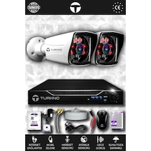 Turkno 2 Kameralı Karia 2 Dış Kamera Set 100 GB HDD Full HD Gece Görüşlü Güvenlik Kamerası Sistemi