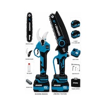 Dragro Drg-21v Çift Akülü Bl Motor Çelik Şanzıman M Dal Budama Makası 50mm & Testeresi Pala 20cm