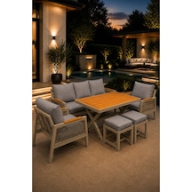 Garden Serisi Balkon Takımı, 3-1-1 Cappuccino Bahçe Takımı, 3'lü Koltuk 70x180, 2 Tekli Koltuk 70x70, Masa 70x110, 2 Puf Gri