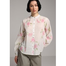 Colin's Colins Fashion Fit Yuvarlak Yaka Metraj Baskılı Kadın Pembe Uzun Kol Gömlek Cl1078692 Q1.v1 Pın