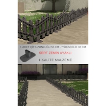 Dekoratif Plastik Alan Oluşturma Ve Bahçe Çiti 1 Adet Çit Y: 32 Cm / G: 55 Cm Sert Zemin Ayaklı - Antrasit Gri