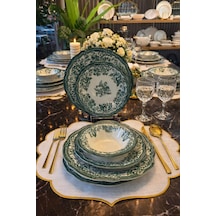 24 Parça 6 Kişilik Porselen Yemek Takımı Velour Green-5451 Çok Renkli
