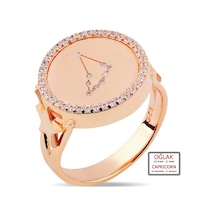 Kuyumcudukkanı Zirkontaşlı"oğlak Burcu"yüzük-10433-r-caprı Rose Gold