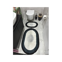 Buççin Online Mağaza Oval Banyo Paspası Polyester Siyah Çok Renkli