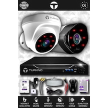 Turkno 2 Kameralı Galia 1 İç Kamera Set 320 GB HDD Full HD Gece Görüşlü Güvenlik Kamerası Sistemi