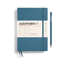 Leuchtturm1917 Not Defteri Orta Boy A5 , Sert Kapak, 251 Numaralandırılmış Sayfa, Noktalı, Taş Mavisi Mavi