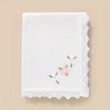 Maxaccess 1 Adet Bebek Dalga Dantel İşlemeli Çiçekli Bebek Örgü Battaniyesi Beyaz Beyaz