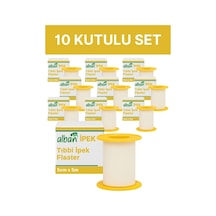 Alban Medikal Sabitleme Flasteri İpek Bant 5 CM x 5 M 10 Kutulu Set