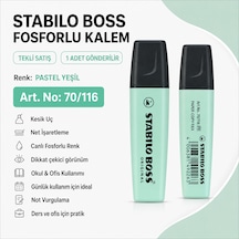 Boss Fosforlu Kalem 1 Adet Metin İşaretleme Kalemi Pastel Yeşil