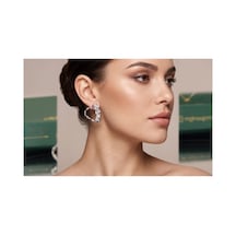 Golden Cascade Crystal Hoop Küpe Gümüş