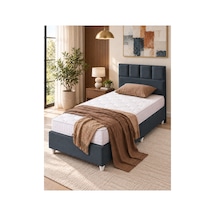Baza Seti, Monaco Tek Kişilik Baza Başlık Maxi Yatak Seti, Antrasit - 100x200 Cm 100 x 200