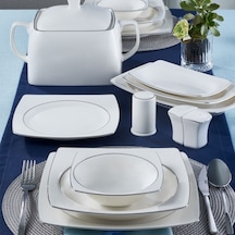 Güral Caroline 62 Parça Kare Yemek Takımı Platin File YT226