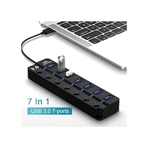 7 Port Usb 3.0 Çoklayıcı Hub 30cm Kablo 5gbps On Of Tuşlu Işıklı 7ports Usbhub