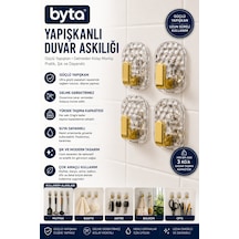4'lü Şeffaf Yapışkanlı Altın Duvar Askılığı Delmeden Montaj Güçlü Yapışkanlı Çok Amaçlı Kanca Banyo, Mutfak Ve Antre İçin Altın
