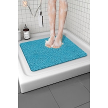 Kare Banyo Paspası Kaymaz Yumuşak Esnek Paspas Islak Zemin Hijyenik Paspas 50x50 Cm Mavi