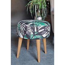 Retro Puf Yaprak Desenli Yaprak Desenli