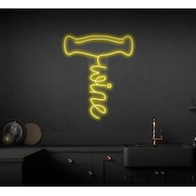 Wine Yazılı Ve Şekilli Neon Tabela Sarı