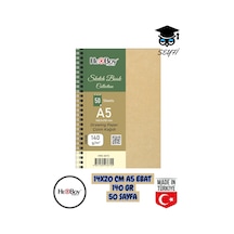 14x20 Cm A5 Eskiz Kara Kalem Çizim Defteri 140 Gr Telli 50 Sayfa Herboy Çok Renkli